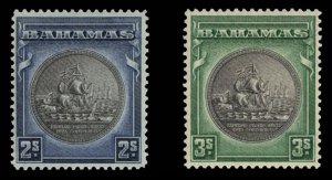 Bahamas #90-91 Cat$25, 1931-46 2sh and 3sh, hinged