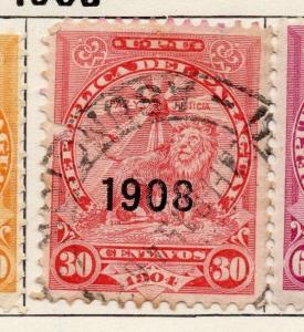 Paraguay 1907-09 Early Issue Fine Used 30c. 1908 Optd 147468