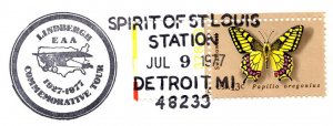 US SPECIAL PICTORIAL POSTMARK COVER SPIRIT OF ST. LOUIS TOUR AT DETROIT MI 1977