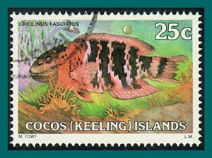 Cocos 1980 Fish 3,  25c used #41,SG40