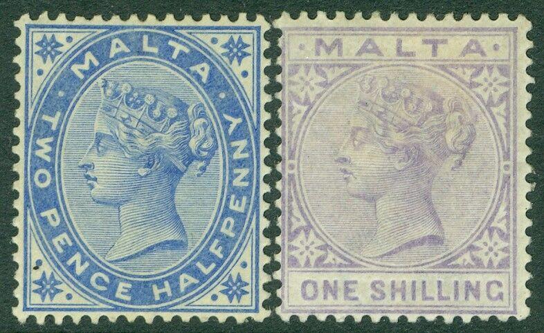 EDW1949SELL : MALTA 1885 Scott #11, 13 Both VF MOG #11 w/pen id on gum Cat $110