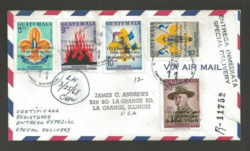 1968 Guatemala Boy Scouts Conference ovpt VIII Camporee commercial registered