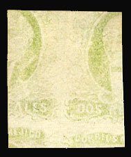 Mexico #3g Cat$300, 1856 2r green, printed on both sides (reversed on back), ...