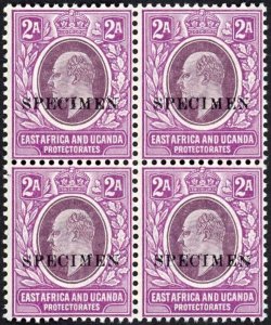 KUT SG19s KEVII 2a Wmk Mult Crown opt Specimen (locally) U/M BLOCK of FOUR