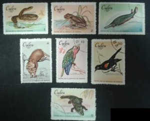 CUBA Sc# 1479-1485  ZAPOTE SWAMP LIFE marine animals CPL SET of 7  1969 used cto