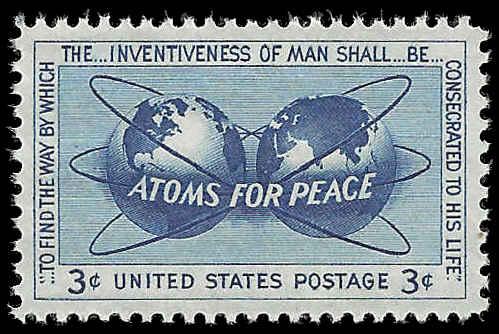 # 1070 MINT NEVER HINGED ATOMS FOR PEACE     XF+