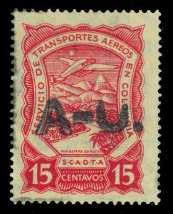 COLOMBIA 1923 AIRMAIL - SCADTA -ARGENTINA/URU A-U handstamp 15c Sc CLAU3