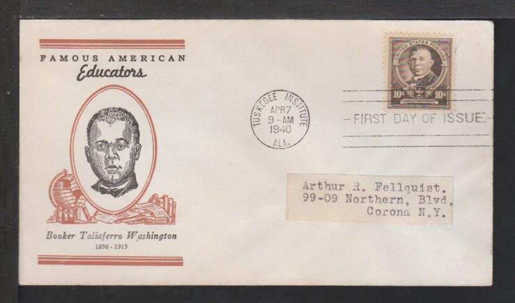 US 873 Booker T Washington 1940 Linprint Label FDC 