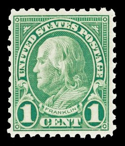 Scott 581 1923 1c Franklin Perf 10 Rotary Press Issue Mint F-VF OG NH Cat $21