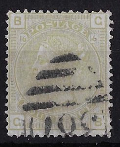 GB 1876 4d sage-green plate 16 fine used, neat numeral sg153 cat £300