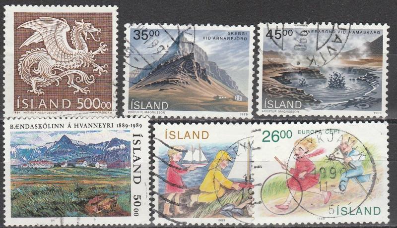 Iceland #675-80 F-VF Used  CV $13.35 (S1676)