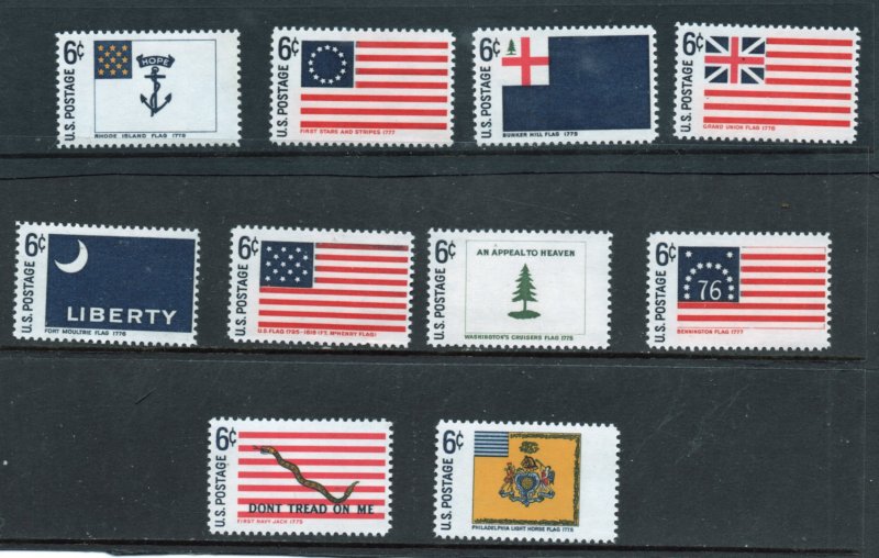 Scott # 1345 - 1354 unused OG  MNH Historic Flags