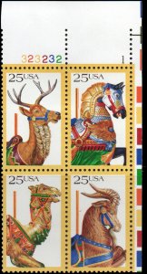 United States 2393a -Mint-NH-25c Carousel Animals (Plate Block)(1988) (cv $4.00)