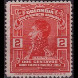 COLOMBIA 1910 - Scott# 333 Gen.Narino 2c Used