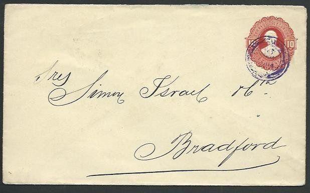 ECUADOR 1894 10c envelope used to UK - Bradford arrival cds on reverse.....61189