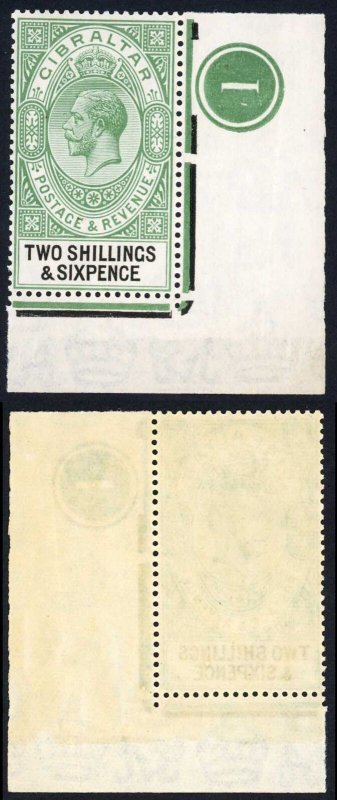 Gibraltar SG104 2/6 in a M/M Plate Number Examples Scarce