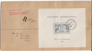 St Pierre & Miquelon to Manchester, England 1938 Registered, 1937 (51997)