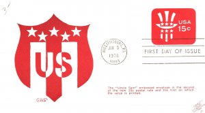 U581 15c UNCLE SAM STAMPED ENVELOPE GILETTE CACHET FIRST DAY COVER CANCEL 1978