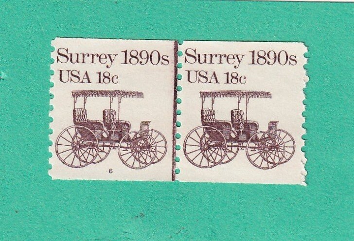 us 1907 mnh og joint line pair w/ plate #6