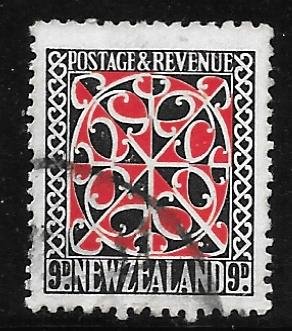 New Zealand 195: 9d Maori House Decoration, used, F-VF