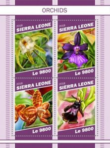 Sierra Leone - 2018 Orchids on Stamps - 4 Stamp Sheet - SRL181107a