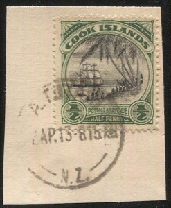 COOK ISLANDS 1932 1/2d Sc 84a Landing of Capt Cook, Used VF Aitutaki cancel