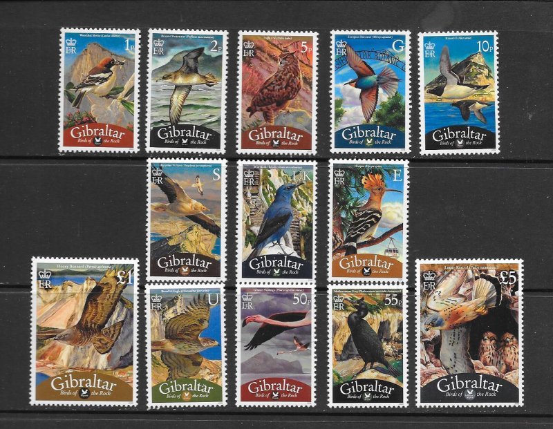 BIRDS - GIBRALTAR #1115-27  MNH