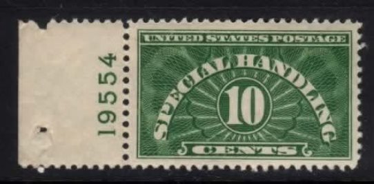 QE1 Parcel Post Special Handling Left 19554 Plate Number Single MNH