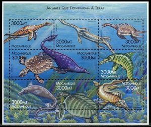 MOZAMBIQUE AQUATIC PREHISTORIC ANIMALS  SHEET OF NINE   MINT NEVER HINGED