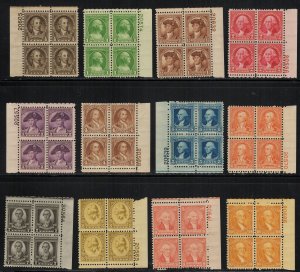 Cottonfield Stamps: 704-715 Plate Blocks Mint, og, Never Hinged ...Free shipping