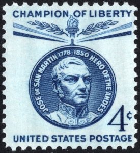 SC#1125 4¢ Champion of Liberty: Jose de San Martin (1959) MNH