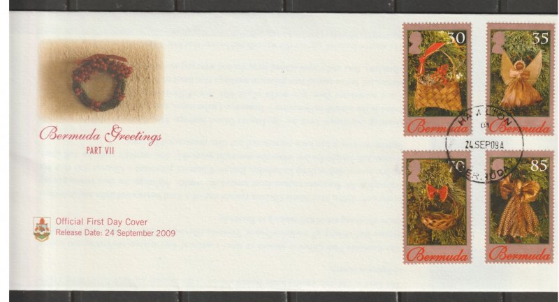 2009 Bermuda - Sc 997-1000 - FDC - 4 single - Christmas