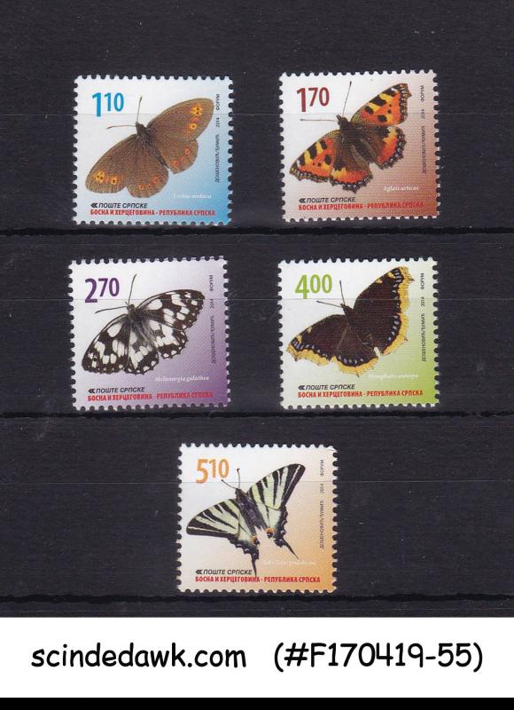 BOSNIA HERZEGOVINA - 2014 BUTTERFLIES / MOTHS - 5V - MINT NH