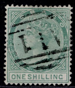 TOBAGO QV SG4, 1s green, FINE USED. Cat £130.