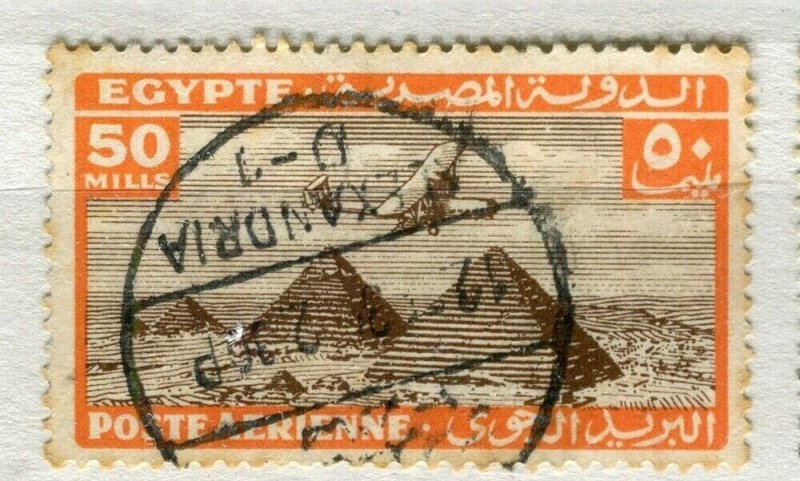 EGYPT; 1933 early AIRMAIL issue fine used 50m. value