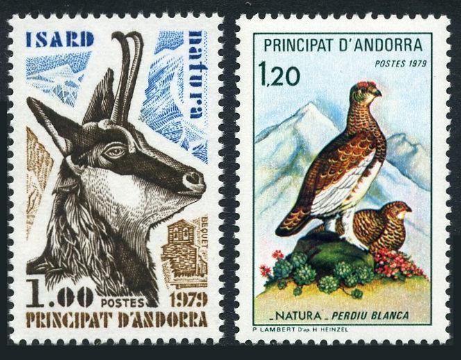 Andorra Fr 267-268,MNH.Michel 295-296. Chamois,White partridges.1979.