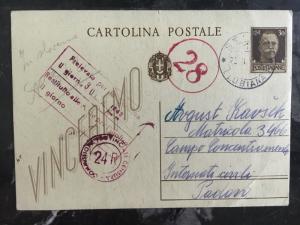 1943 Lubiana to Padova Italy Internment Camp postcard Cover August Kavsick