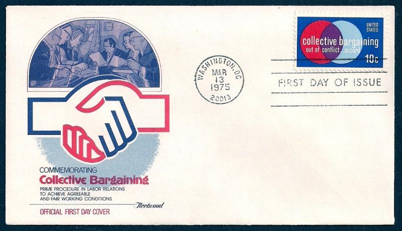 UNITED STATES FDC 10¢ Collective Bargaining 1975 Fleetwood