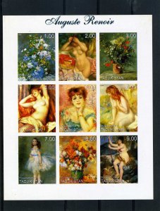 Tajikistan 1999 AUGUSTE RENOIR Nudes Paintings Sheet Imperforated Mint (NH)