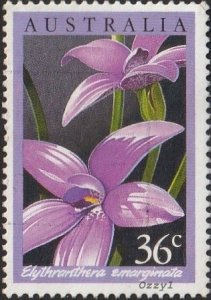 Australia #997 1986 36c Purple Orchid E. emarginata  USED-VF-NH.