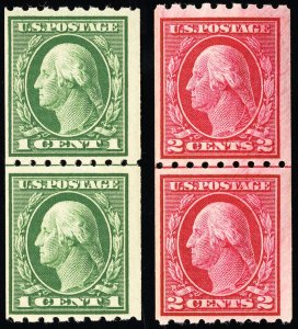 US Stamps # 410+411 MNH F-VF Fresh Line Pairs Scott Value $190.00