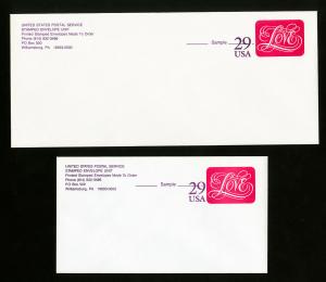 US 2x Mint Specimen of Love Stationery