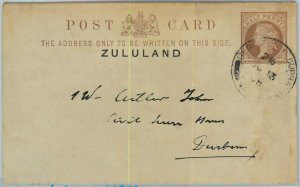 BK0313 - ZULULAND - POSTAL HISTORY - STATIONERY CARD from CAPE of GOOD HOPE 1898