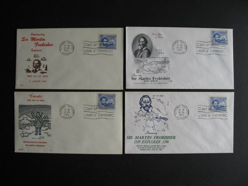 Canada 4 different cachet FDC first day covers! Sc 412 Frobisher 