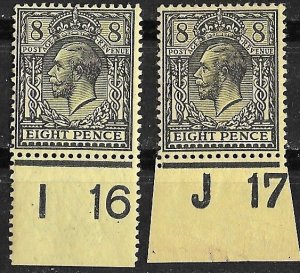 Great Britain # 169 KGV  8d. Cylinder 'I 16' and 'J17'  (...