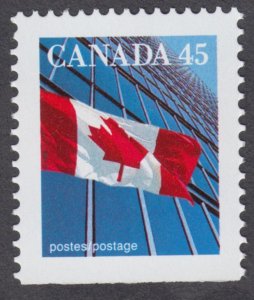 Canada - #1361xivs  45c Flag Over Buildings Booklet Stamp, Perf. 13.6 x 13.1-MNH