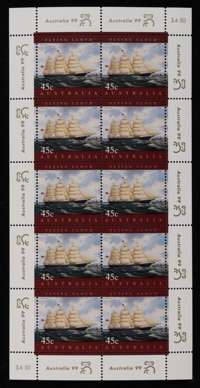 AUSTRALIA 1999 A99 Navigators M/sheet, imperf & Ship sheetlet MNH** SG 1727(var)