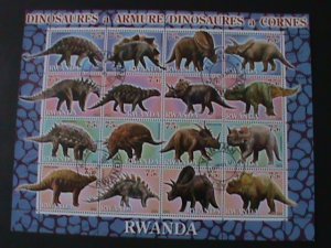 RWANDA-2001-16 DIFFERENT WORLD ARMURE/DINOSAURES CTO LARGE SHEET VERY FINE