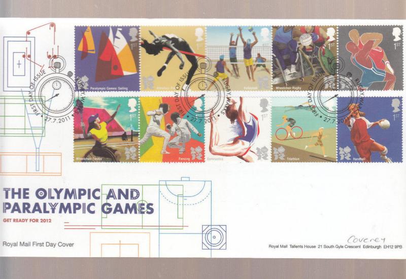 2011 GET READY FOR 2012 OLYMPICS AND PARALYMPICS FIRST DAY COVER 