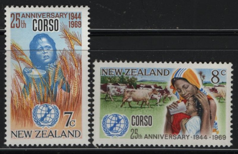 NEW ZEALAND, 435-436, MNH, 1969, Child drinking milk and cattle